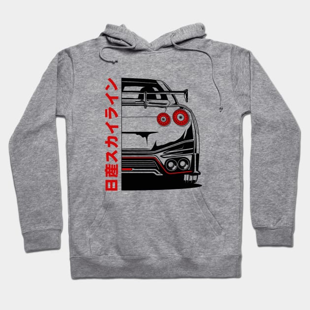 Nissan GTR R35 Black Print Hoodie by cturs